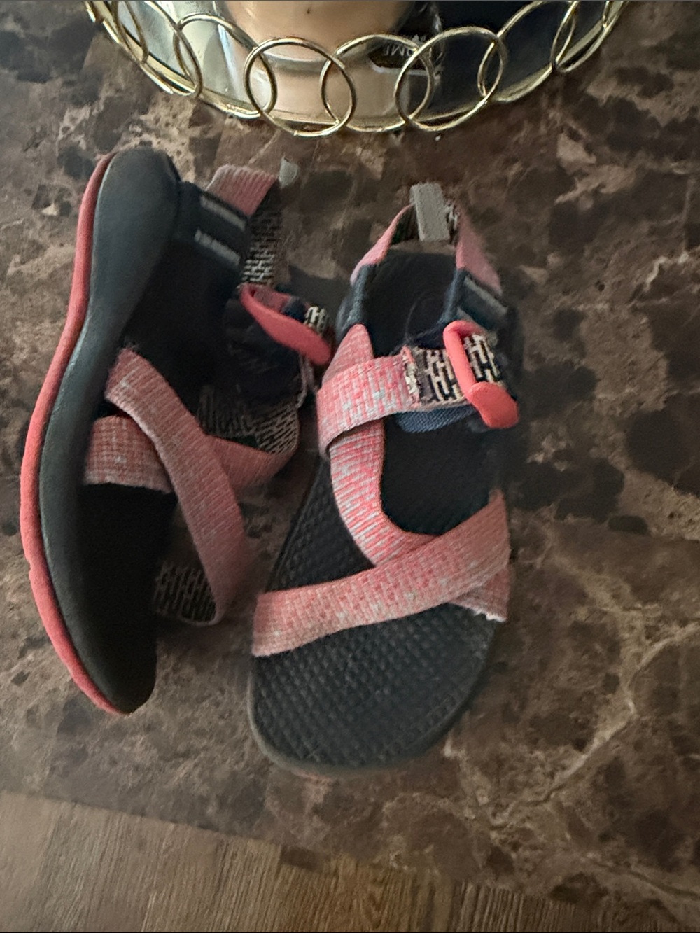 Chaco Kids Coral Pink Cross-Strap Sandals